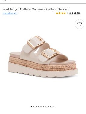 Madden Girl Mythical Cream Platform Sandals with Gold Buckles